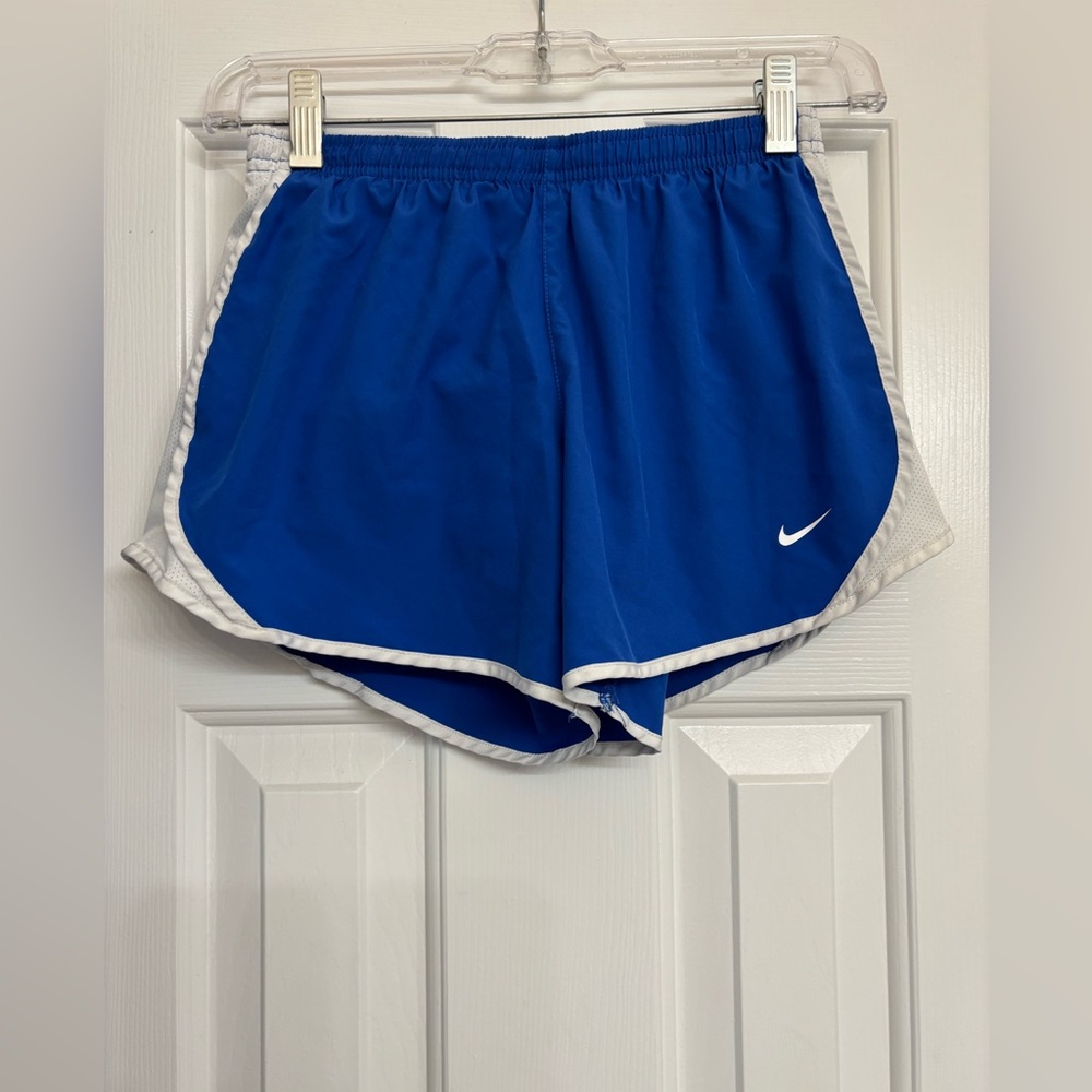 Nike Blue and White Dri-fit running shorts girls